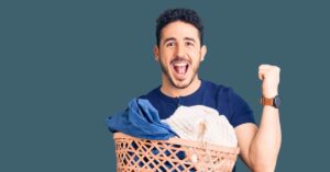 Dubai Marina Laundry Triumph: A person is enjoying his laundry service