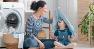 Dubai Marina Laundry Care - Family shares a happy laundry moment